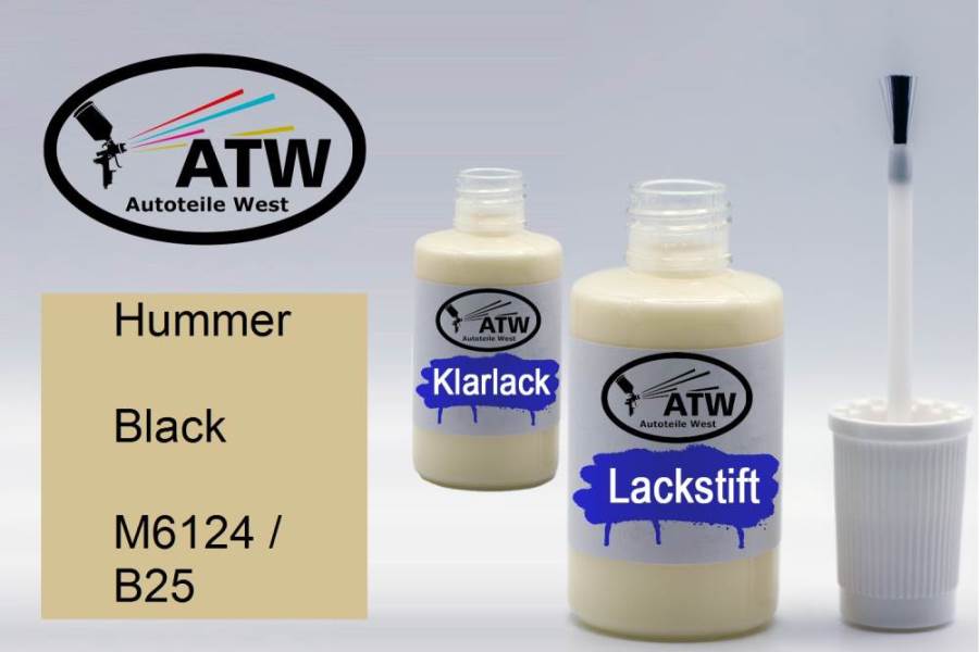 Hummer, Black, M6124 / B25: 20ml Lackstift + 20ml Klarlack - Set, von ATW Autoteile West.